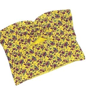 Silence + Noise Urban Outfitters Crop Tube Top Yellow Red Floral Print Small